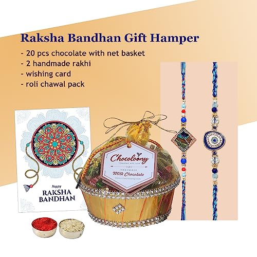Chocoloony 20 Pcs Milk Chocolates Gift And 2 Designer Rakhi Hamper